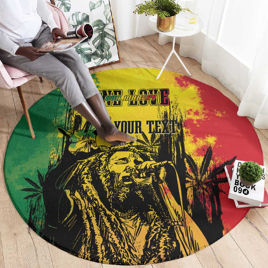 Legend Bob Personalized Round Carpet Reggae Grunge LT7