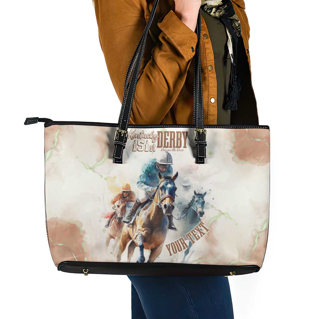 Personalised Kentucky Horse Racing Leather Tote Bag 151st Anniversary LT7