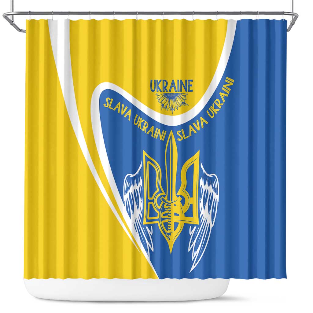 Ukraine Stylized Tryzub Shower Curtain Slava Ukraini LT7