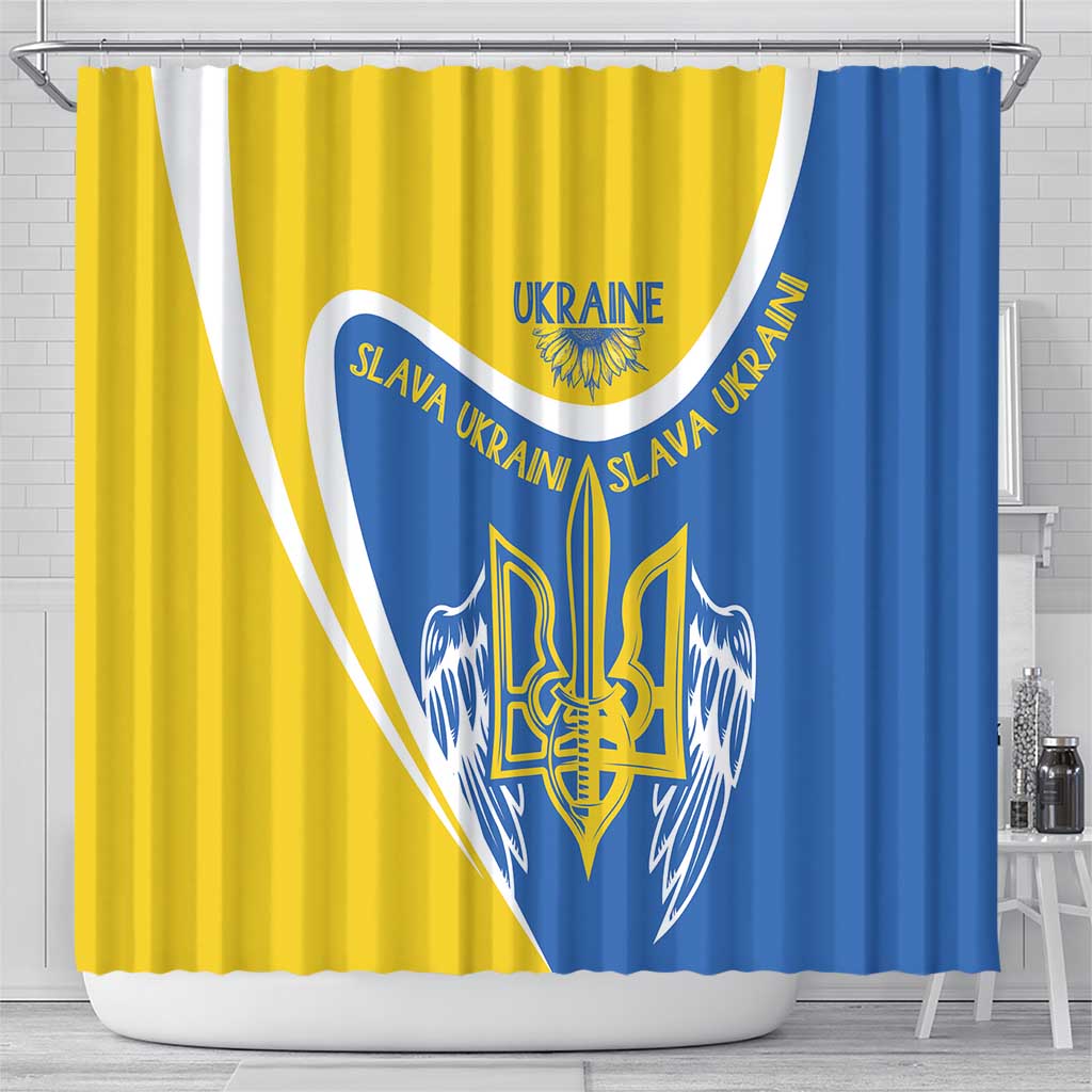 Ukraine Stylized Tryzub Shower Curtain Slava Ukraini LT7