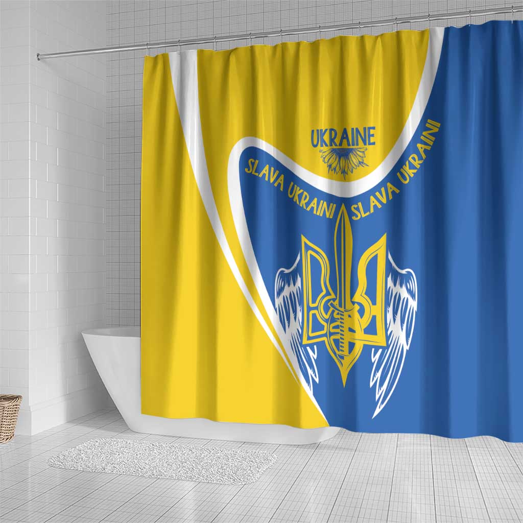 Ukraine Stylized Tryzub Shower Curtain Slava Ukraini LT7