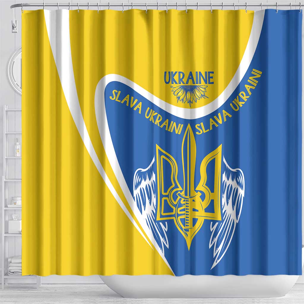 Ukraine Stylized Tryzub Shower Curtain Slava Ukraini LT7