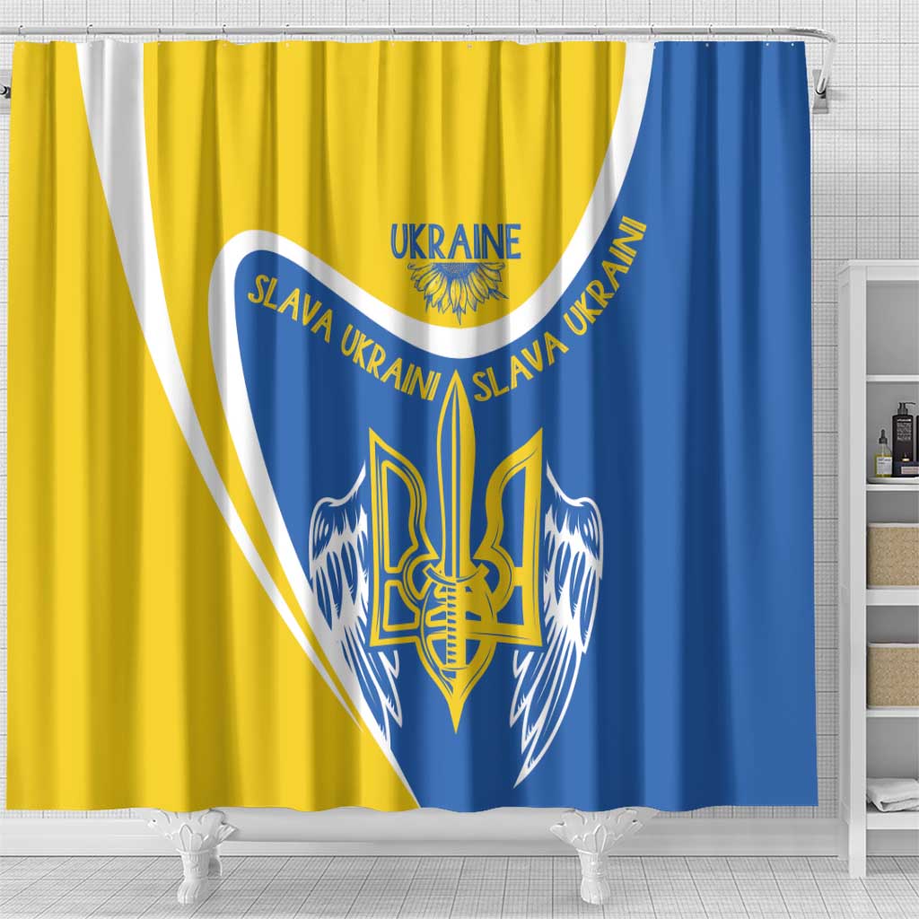 Ukraine Stylized Tryzub Shower Curtain Slava Ukraini LT7