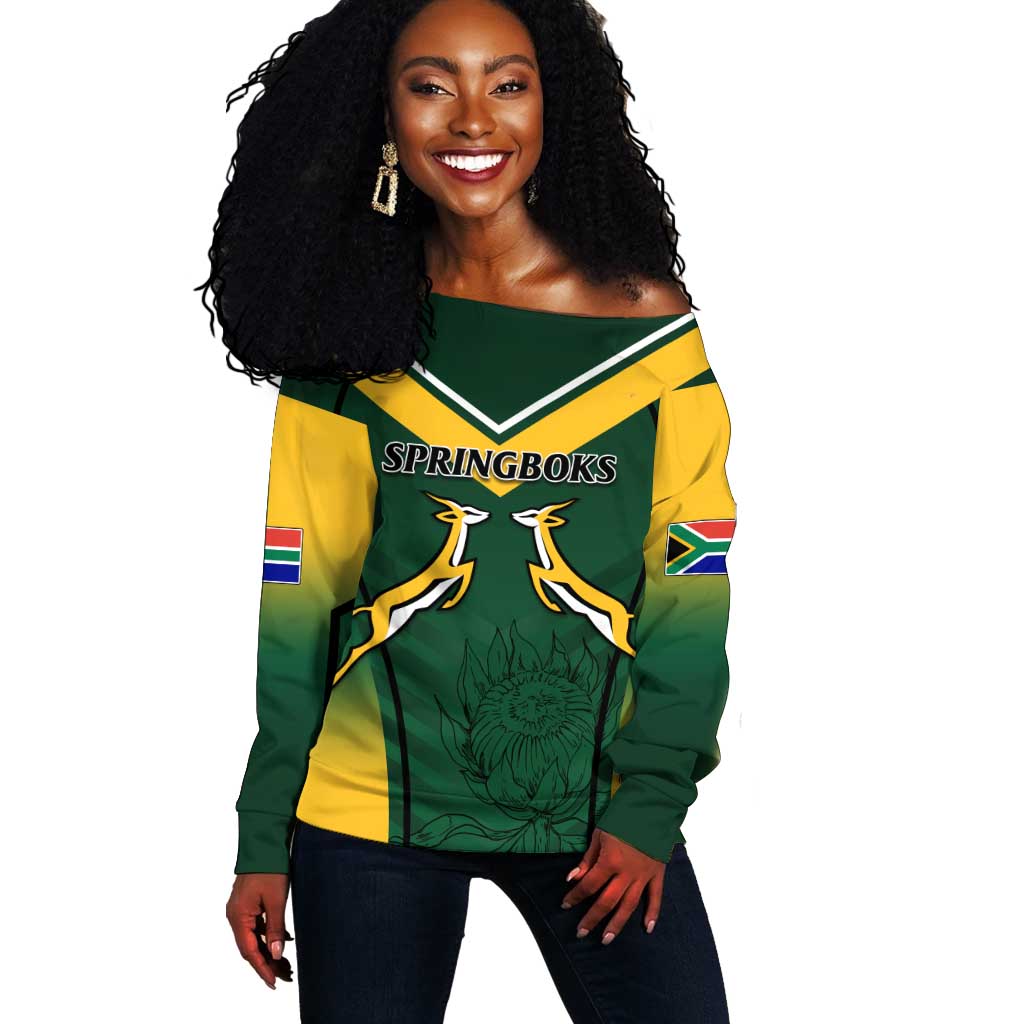 South Africa Rugby Off Shoulder Sweater Bokke Champions LT7