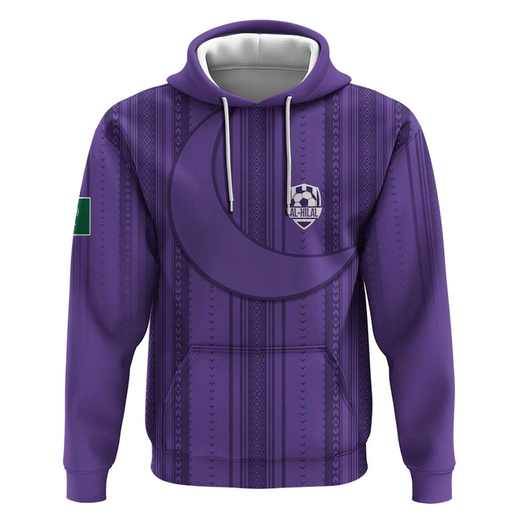 Saudi Football Al Zaeem Custom Hoodie Crescent Moon - Purple LT7