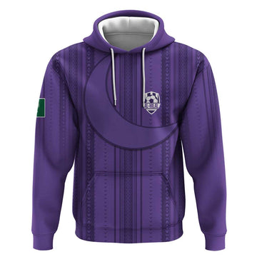 Saudi Football Al Zaeem Custom Hoodie Crescent Moon - Purple LT7