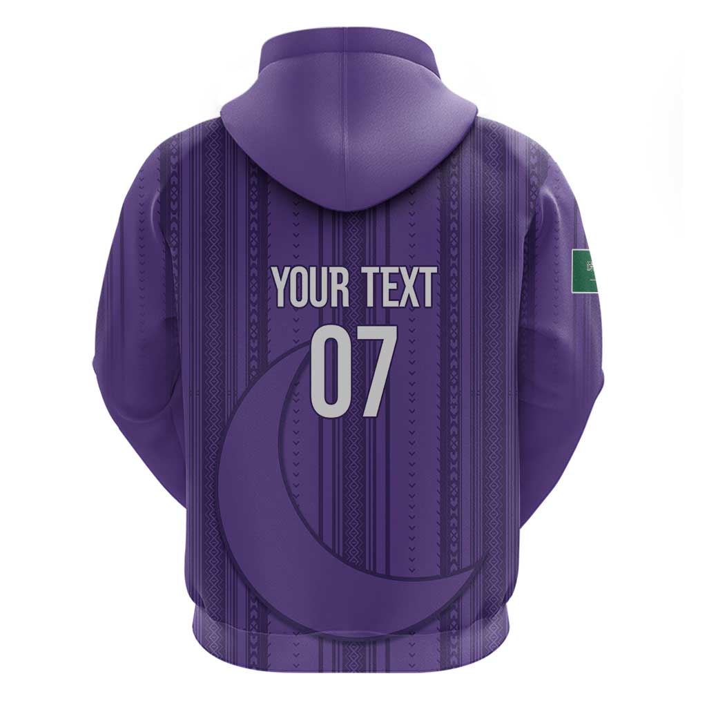 Saudi Football Al Zaeem Custom Hoodie Crescent Moon - Purple LT7