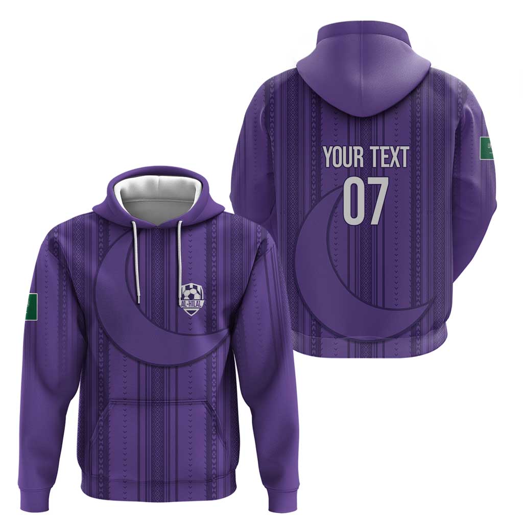 Saudi Football Al Zaeem Custom Hoodie Crescent Moon - Purple LT7