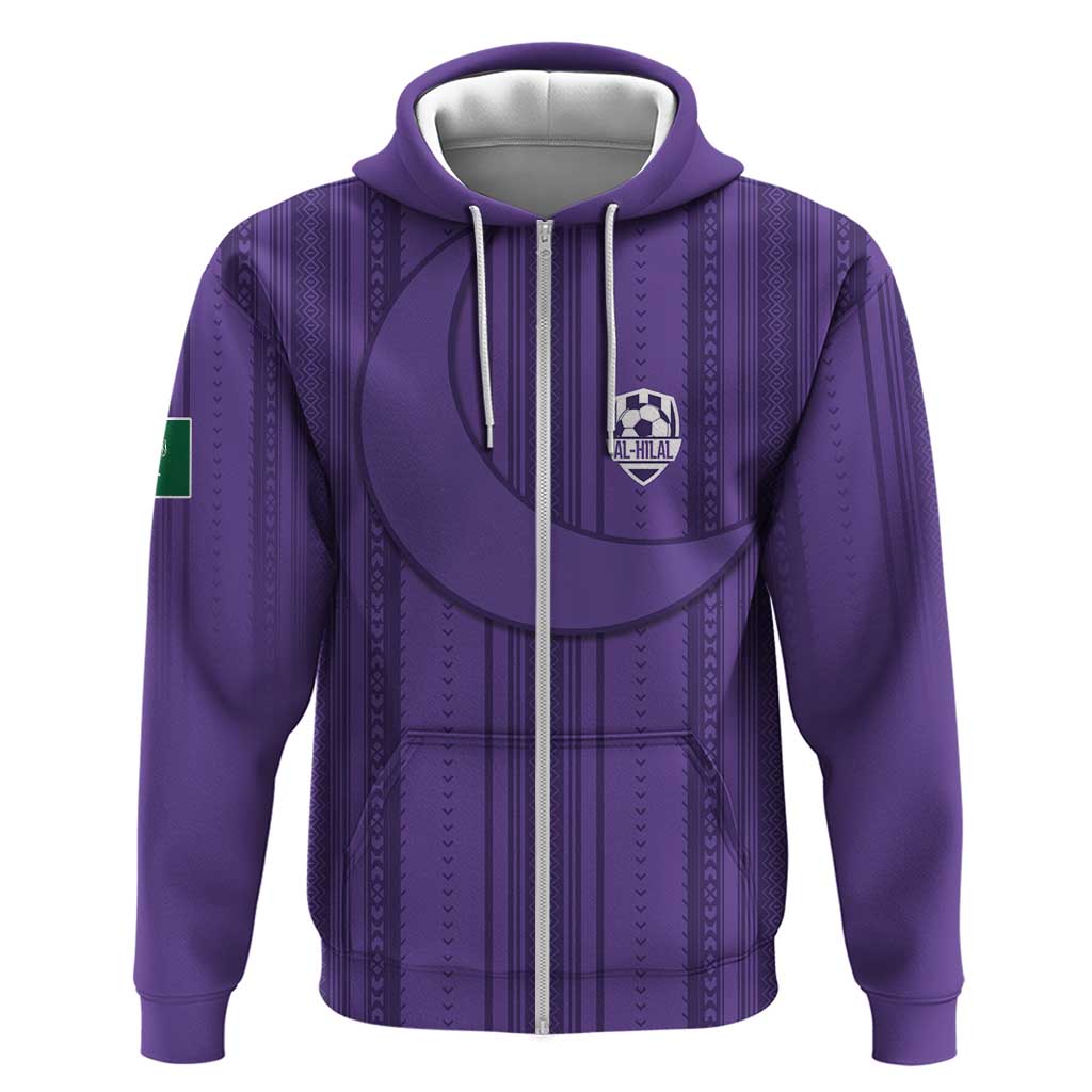 Saudi Football Al Zaeem Custom Hoodie Crescent Moon - Purple LT7