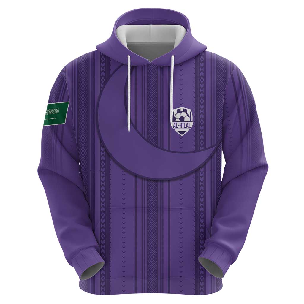 Saudi Football Al Zaeem Custom Hoodie Crescent Moon - Purple LT7