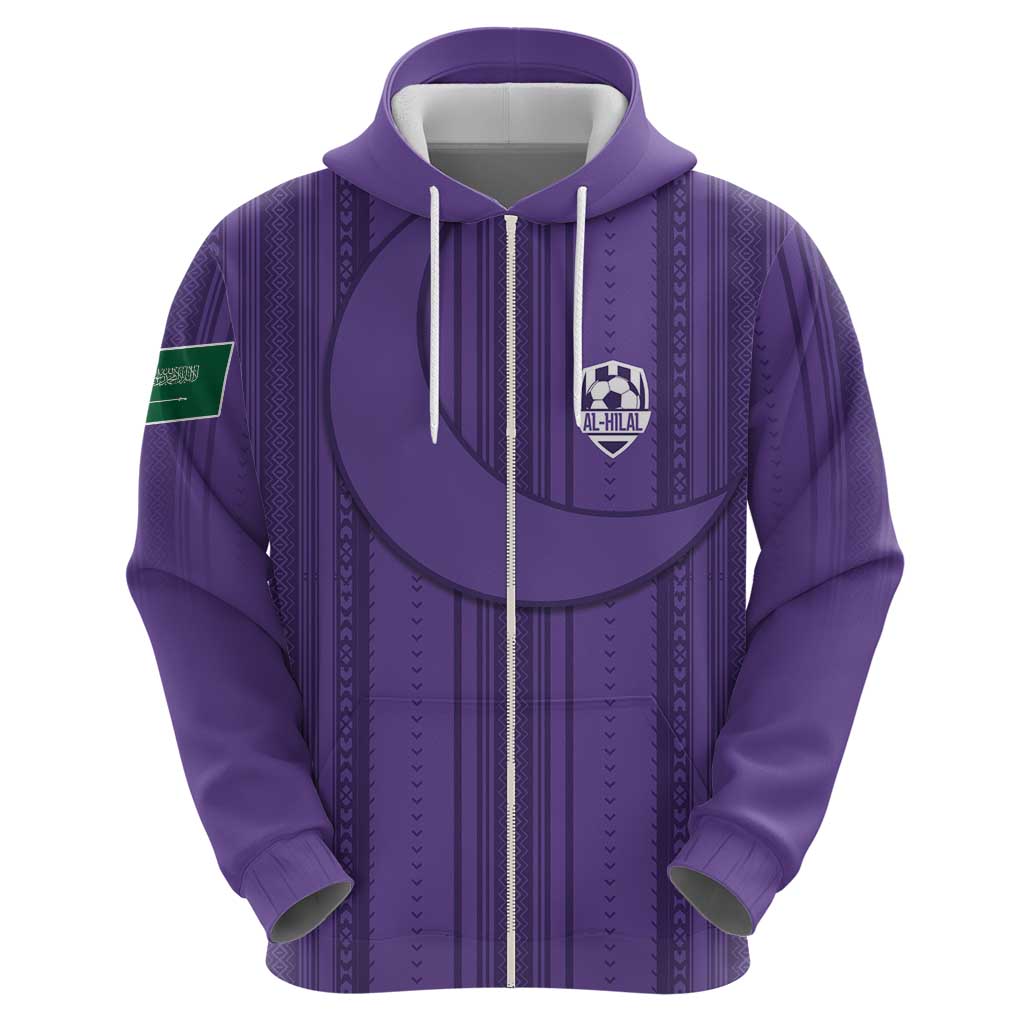 Saudi Football Al Zaeem Custom Hoodie Crescent Moon - Purple LT7