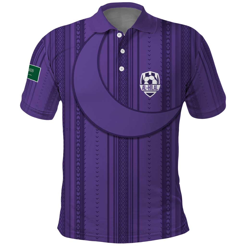 Saudi Football Al Zaeem Custom Polo Shirt Crescent Moon - Purple LT7