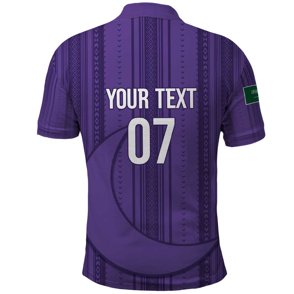 Saudi Football Al Zaeem Custom Polo Shirt Crescent Moon - Purple LT7