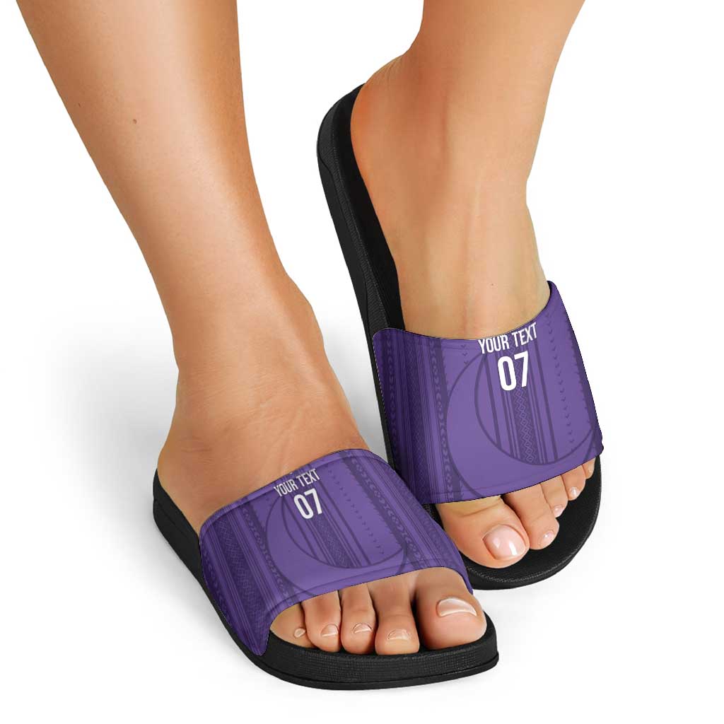 Saudi Football Al Zaeem Custom Slide Sandals Crescent Moon - Purple LT7