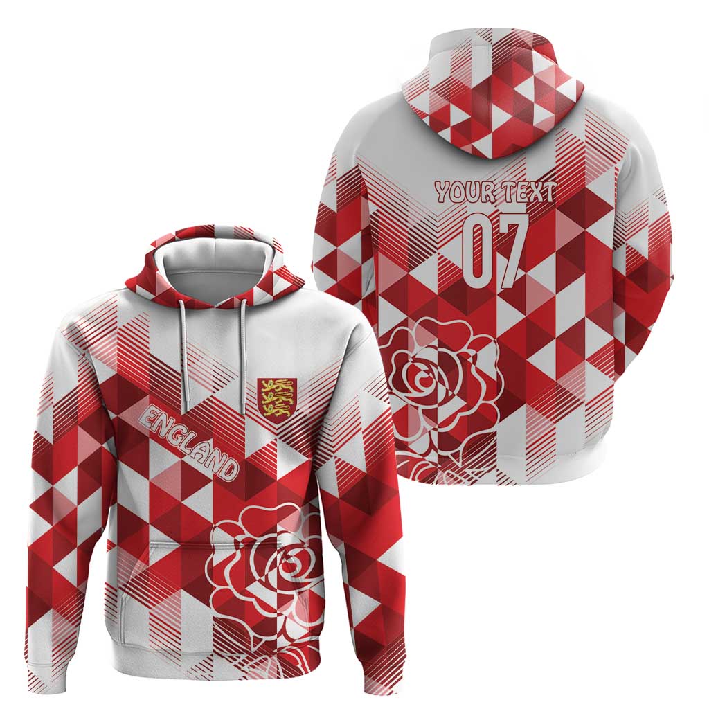 England Rugby Custom Hoodie Crystalised Red Rose LT7