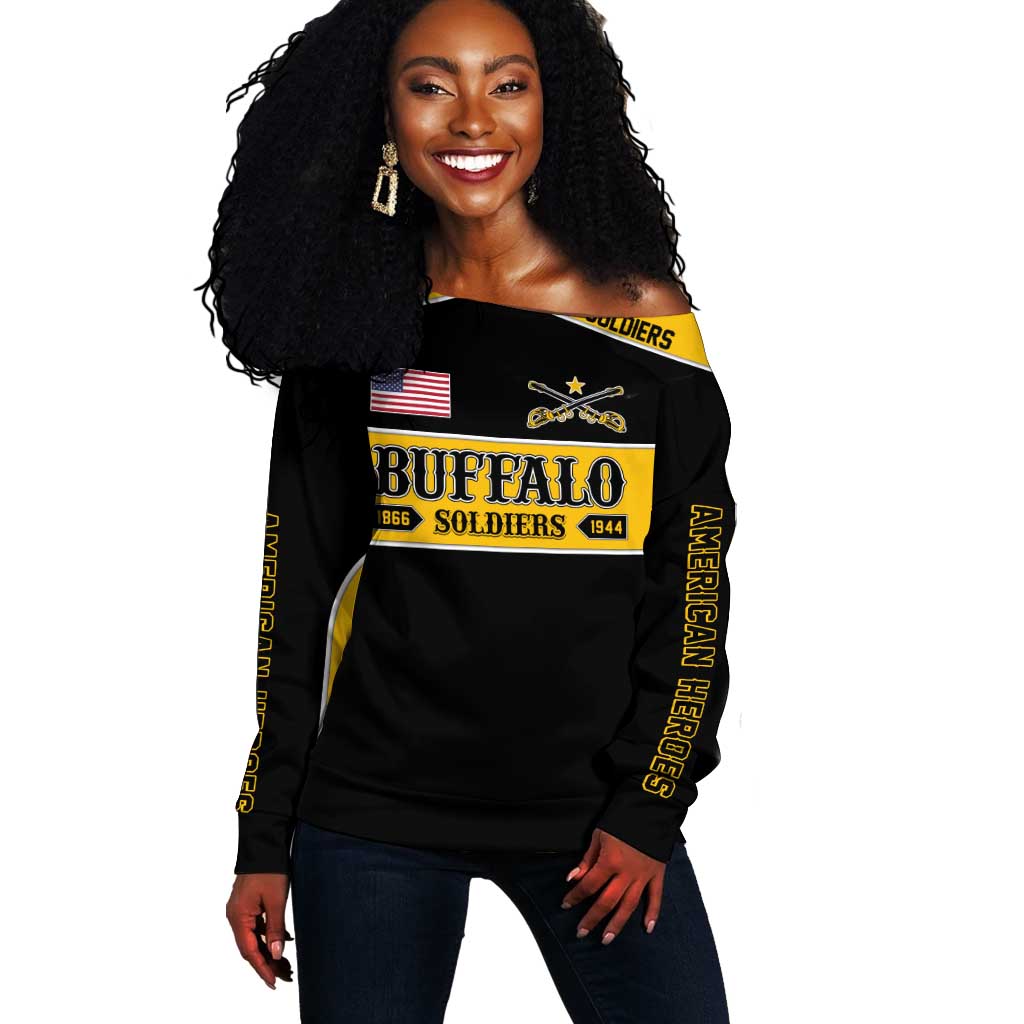 Personalised Buffalo Soldiers Off Shoulder Sweater History of Heroes LT7