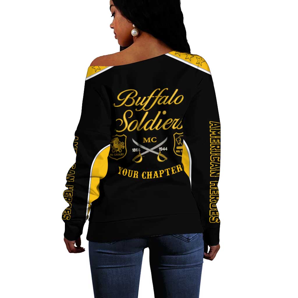 Personalised Buffalo Soldiers Off Shoulder Sweater History of Heroes LT7