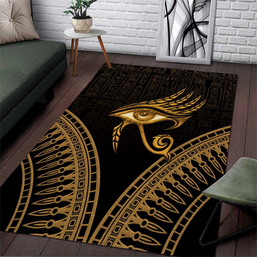 Ancient Egypt Gold Intricate Area Rug Eye of Horus LT7