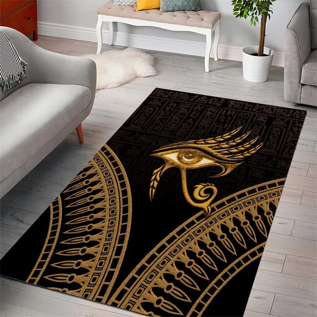 Ancient Egypt Gold Intricate Area Rug Eye of Horus LT7