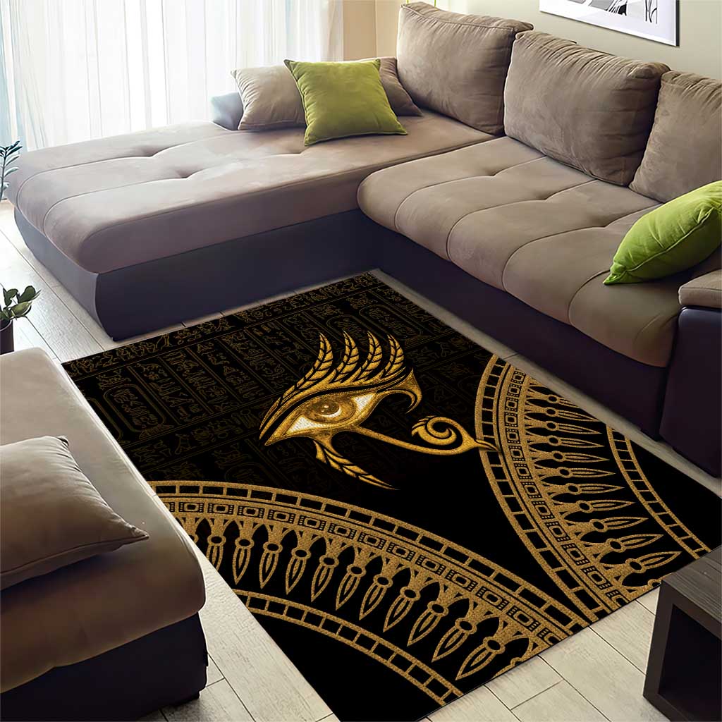 Ancient Egypt Gold Intricate Area Rug Eye of Horus LT7