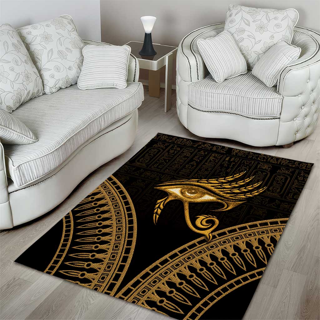 Ancient Egypt Gold Intricate Area Rug Eye of Horus LT7