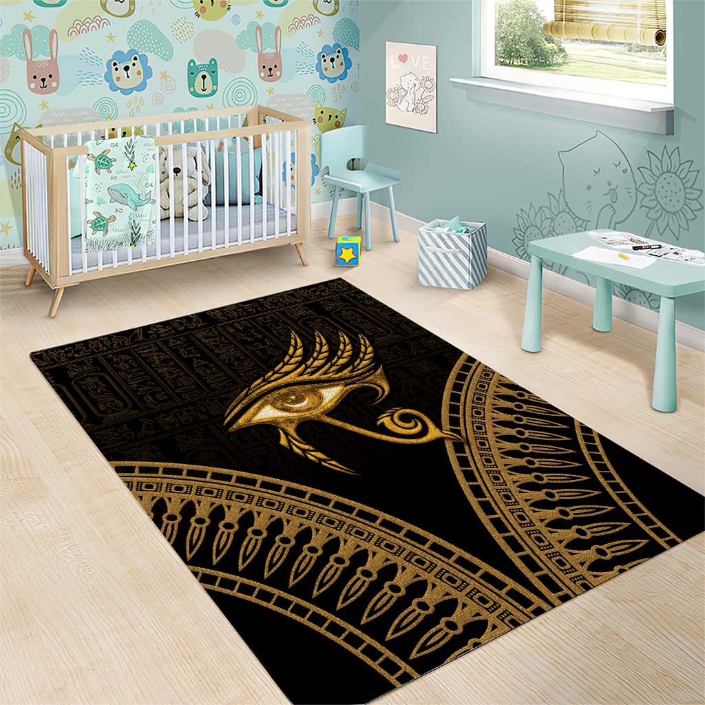 Ancient Egypt Gold Intricate Area Rug Eye of Horus LT7