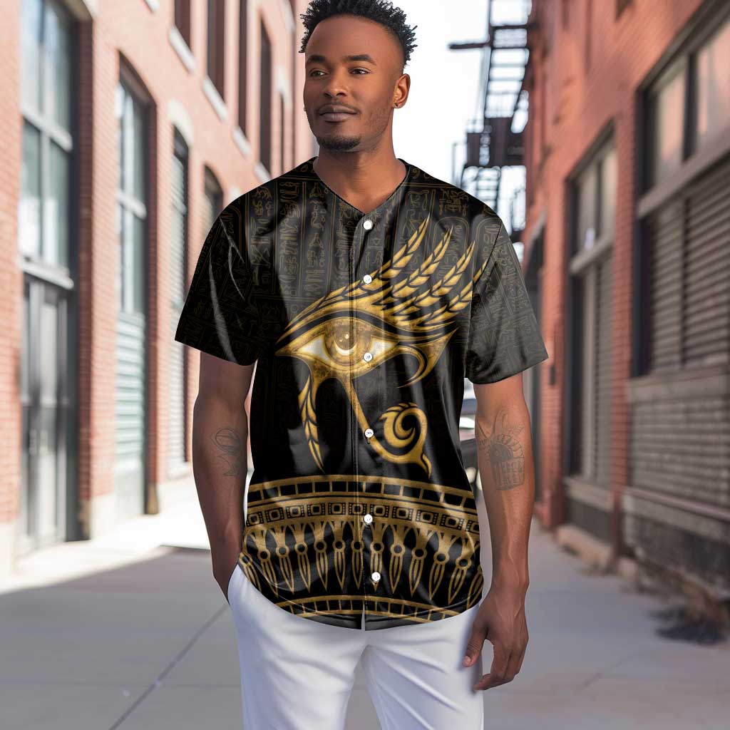Ancient Egypt Gold Intricate Baseball Jersey Eye of Horus LT7