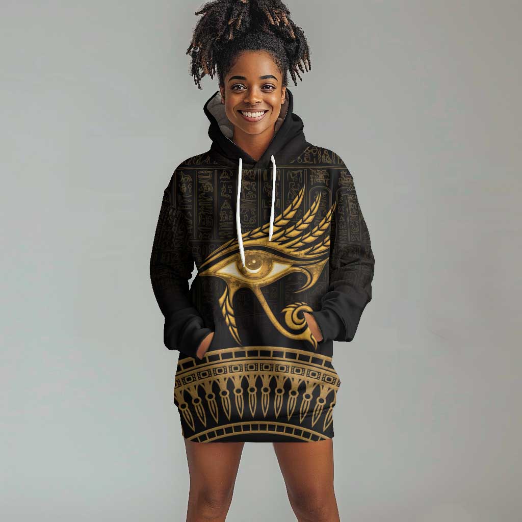 Ancient Egypt Gold Intricate Hoodie Dress Eye of Horus LT7