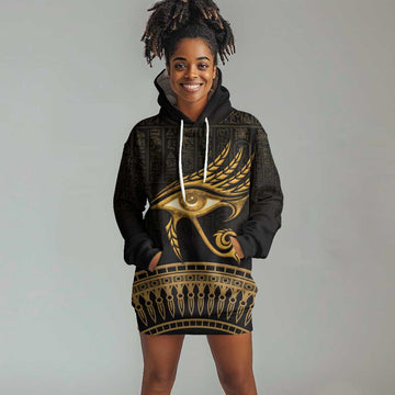 Ancient Egypt Gold Intricate Hoodie Dress Eye of Horus LT7
