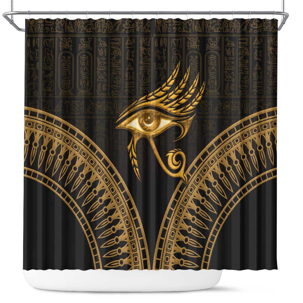 Ancient Egypt Eye of Horus Shower Curtain Gold Intricate Feathers LT7