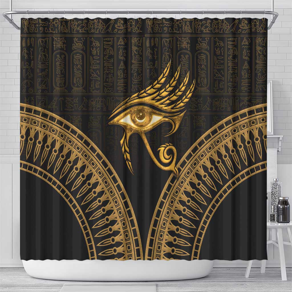 Ancient Egypt Eye of Horus Shower Curtain Gold Intricate Feathers LT7