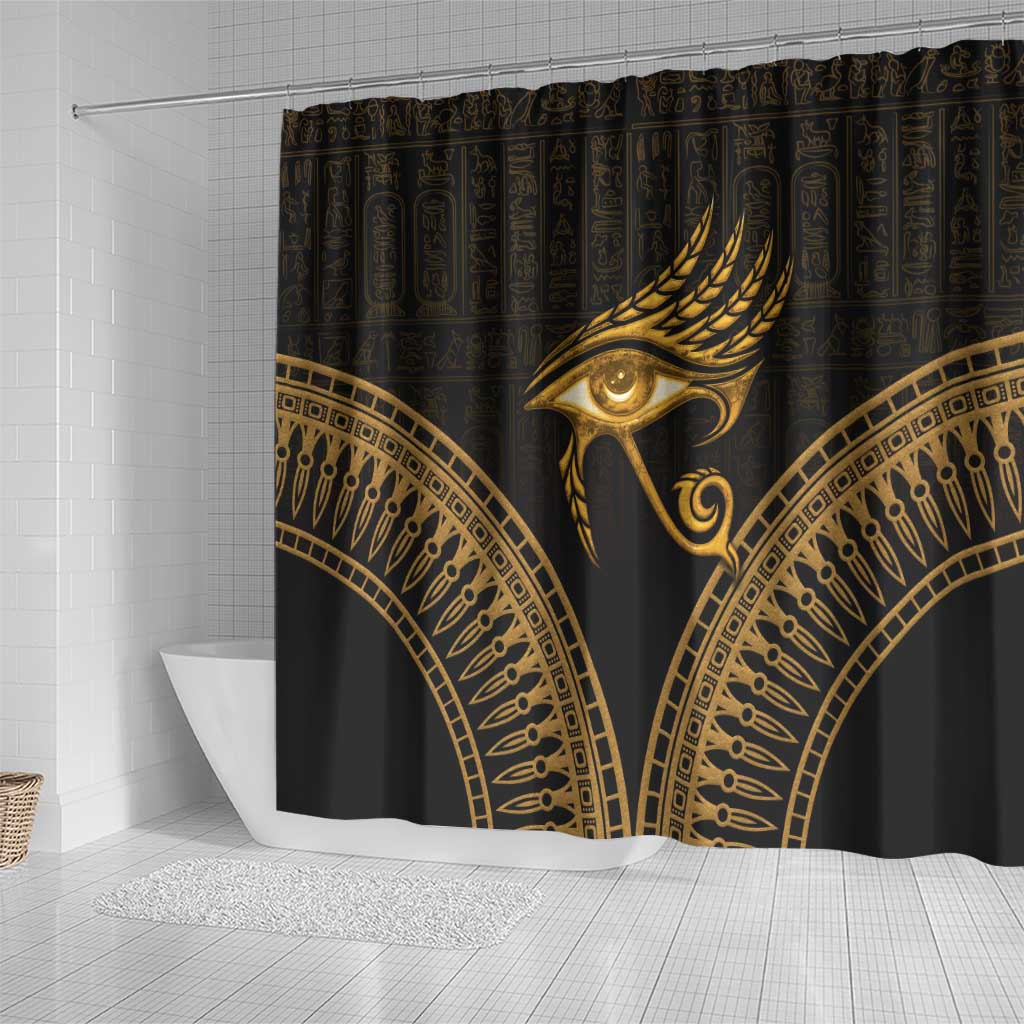Ancient Egypt Eye of Horus Shower Curtain Gold Intricate Feathers LT7