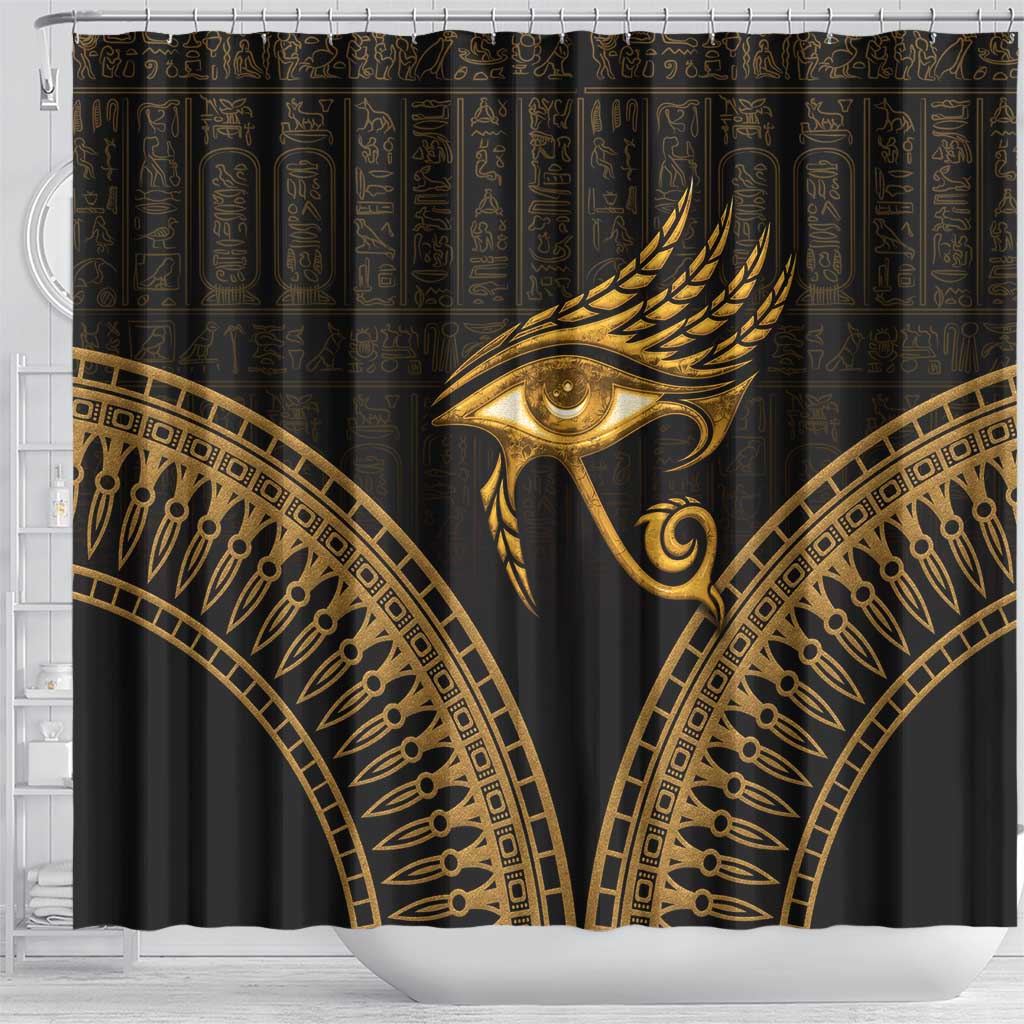 Ancient Egypt Eye of Horus Shower Curtain Gold Intricate Feathers LT7