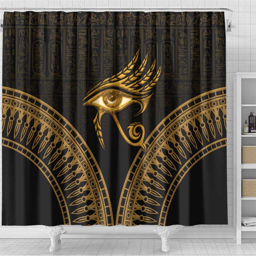 Ancient Egypt Eye of Horus Shower Curtain Gold Intricate Feathers LT7
