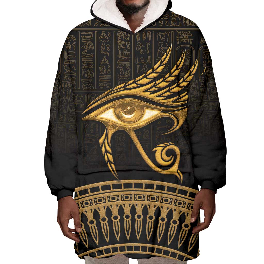 Ancient Egypt Gold Intricate Wearable Blanket Hoodie Eye of Horus LT7