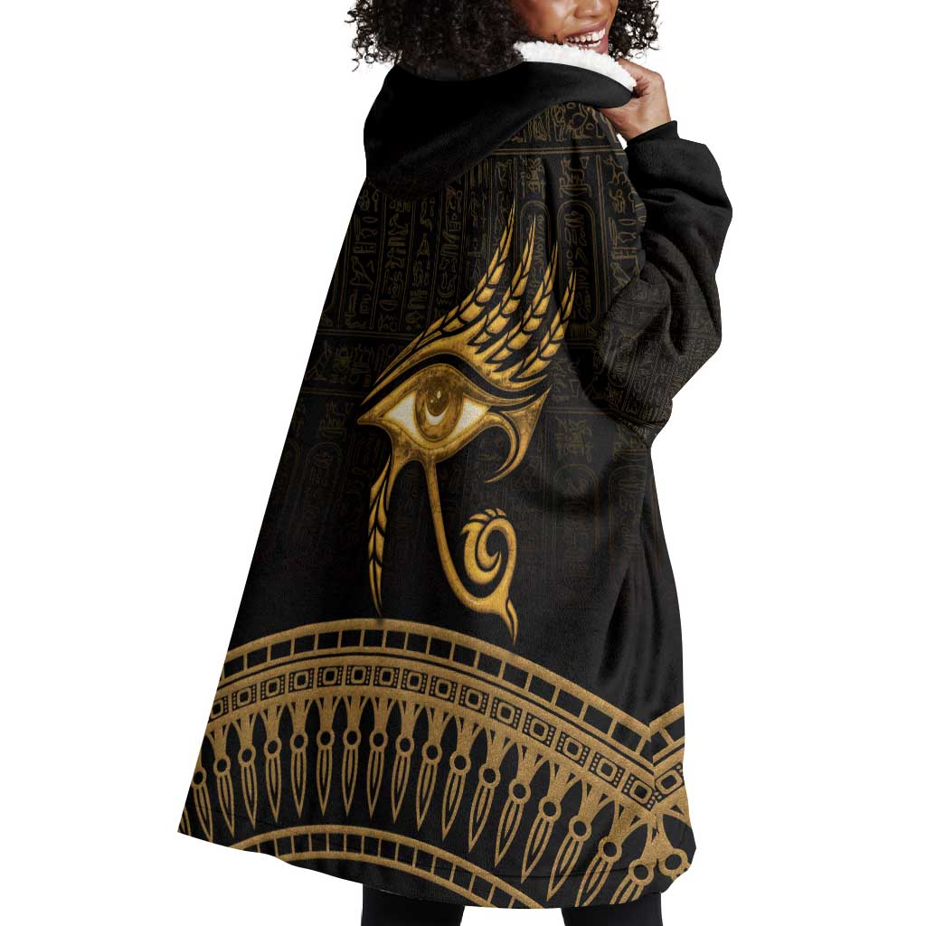 Ancient Egypt Gold Intricate Wearable Blanket Hoodie Eye of Horus LT7