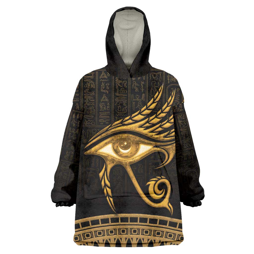 Ancient Egypt Gold Intricate Wearable Blanket Hoodie Eye of Horus LT7