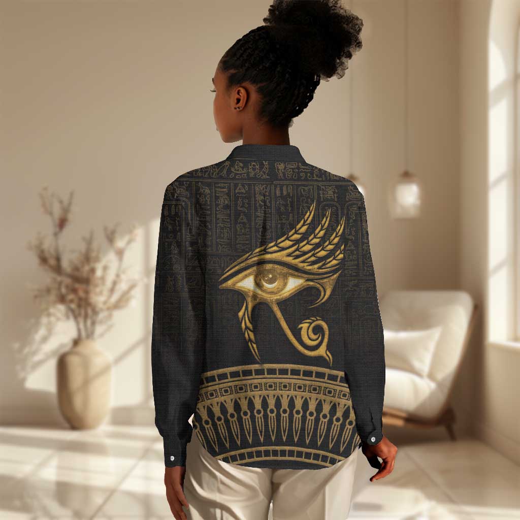 Ancient Egypt Gold Intricate Women Casual Shirt Eye of Horus LT7