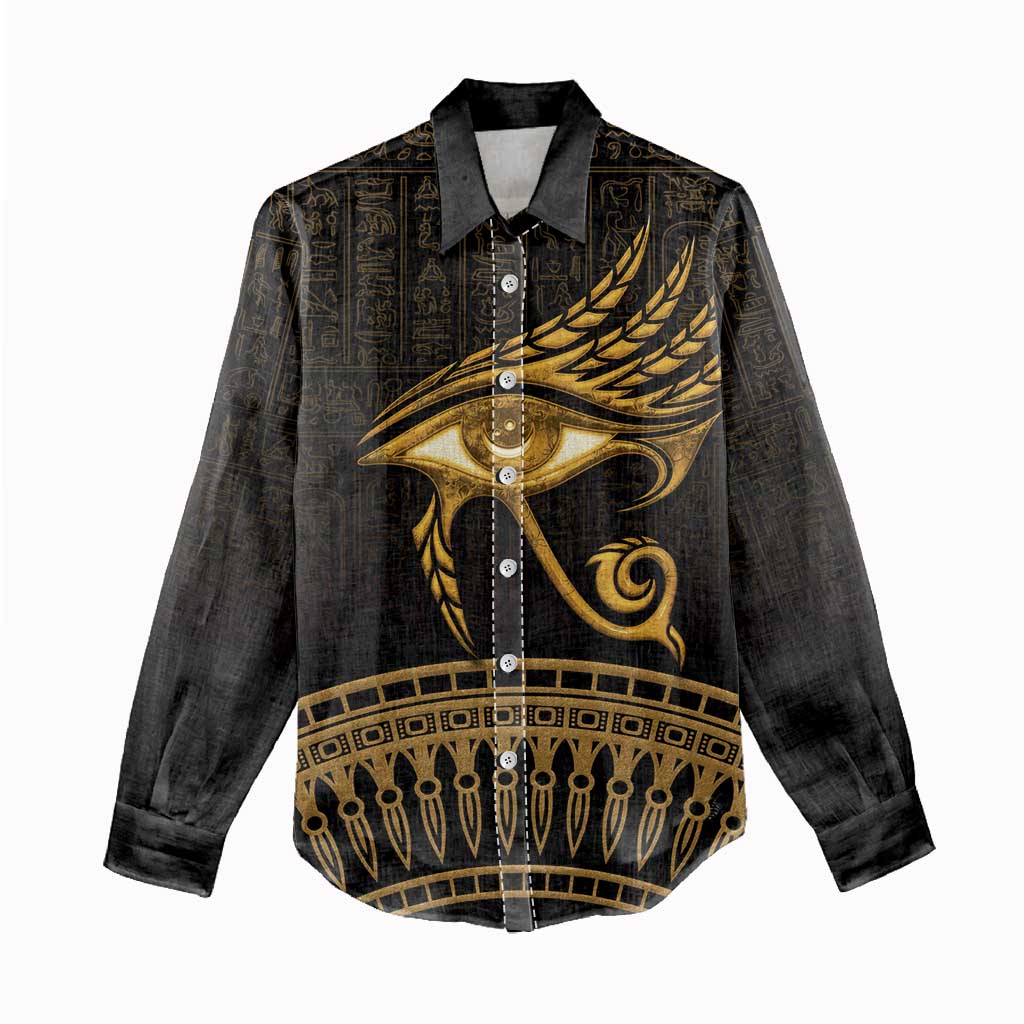 Ancient Egypt Gold Intricate Women Casual Shirt Eye of Horus LT7