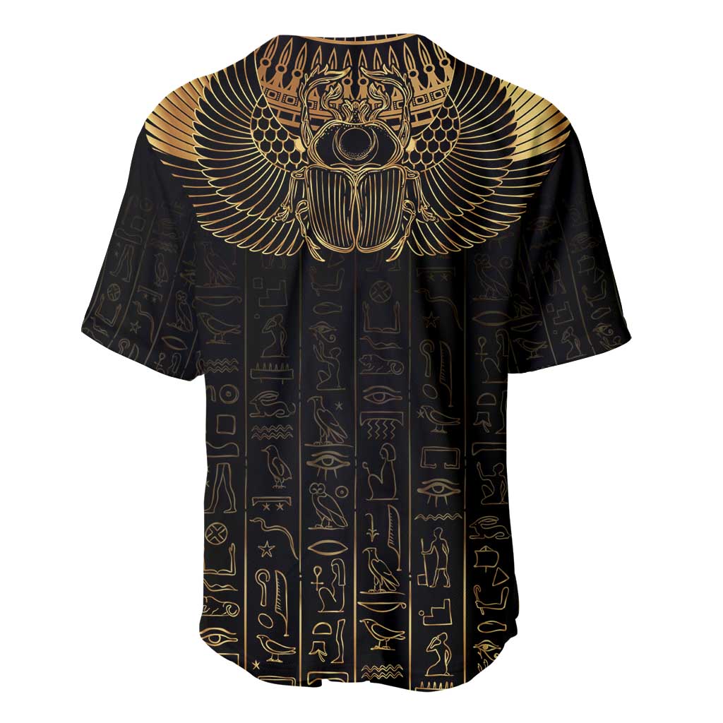 Ancient Egypt Baseball Jersey Black Gold Scarab LT7