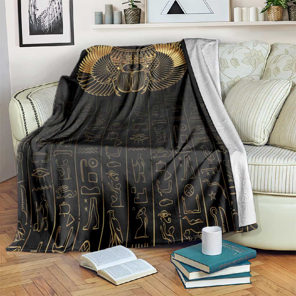 Ancient Egypt Blanket Black Gold Scarab LT7
