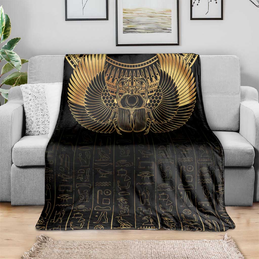 Ancient Egypt Blanket Black Gold Scarab LT7