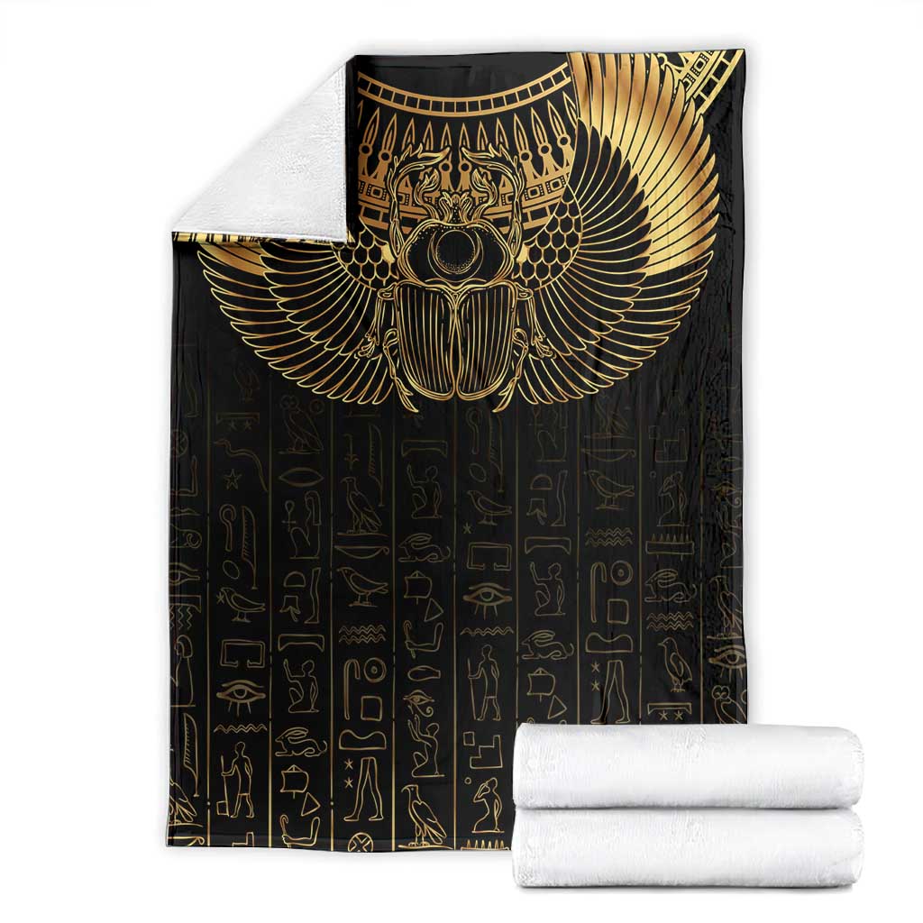 Ancient Egypt Blanket Black Gold Scarab LT7