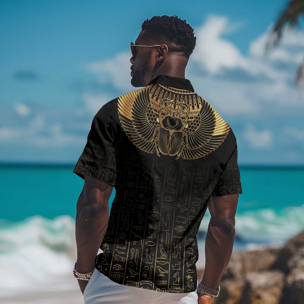 Ancient Egypt Hawaiian Shirt Black Gold Scarab LT7
