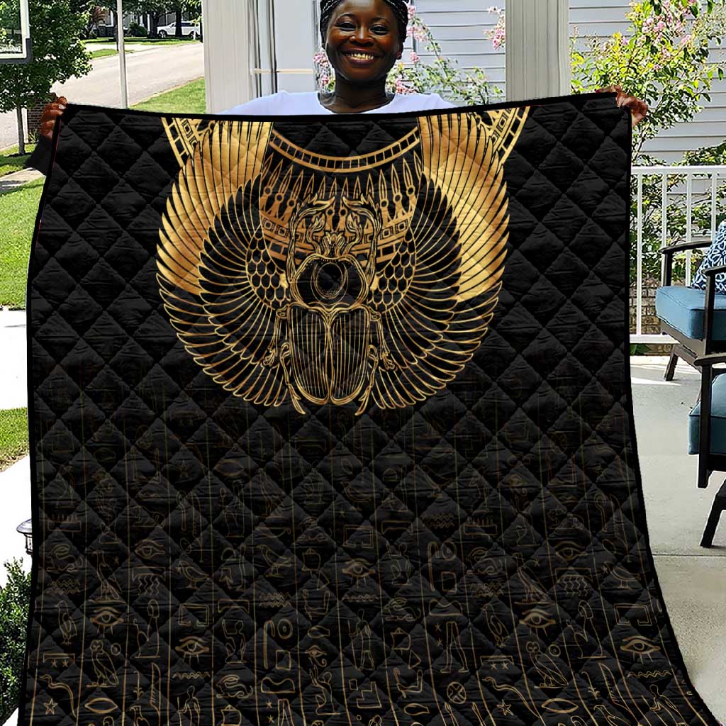 Ancient Egypt Quilt Black Gold Scarab LT7