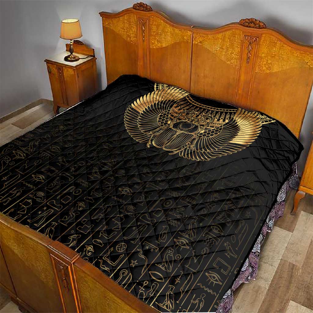 Ancient Egypt Quilt Black Gold Scarab LT7