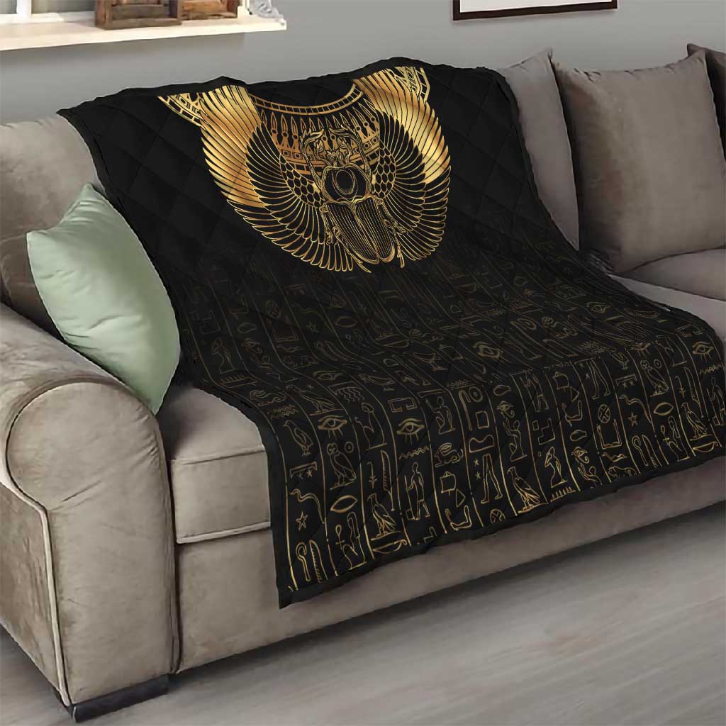 Ancient Egypt Quilt Black Gold Scarab LT7