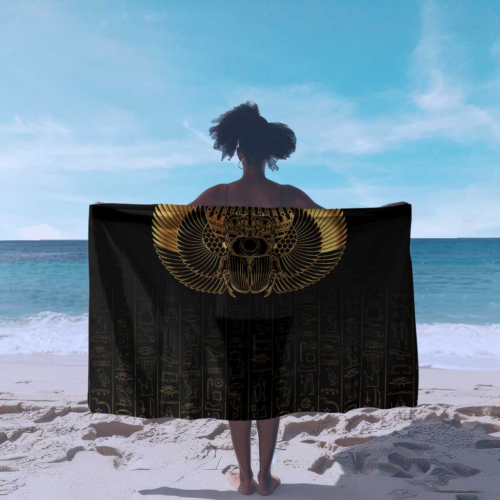 Ancient Egypt Sarong Black Gold Scarab LT7