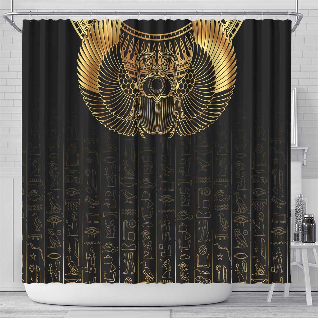 Ancient Egypt Scarab Shower Curtain Black Gold LT7