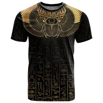 Ancient Egypt T shirt Black Gold Scarab LT7